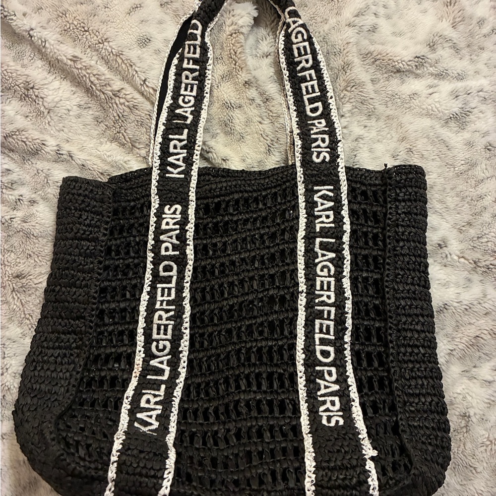 Karl Lagerfeld Black Crochet Tote